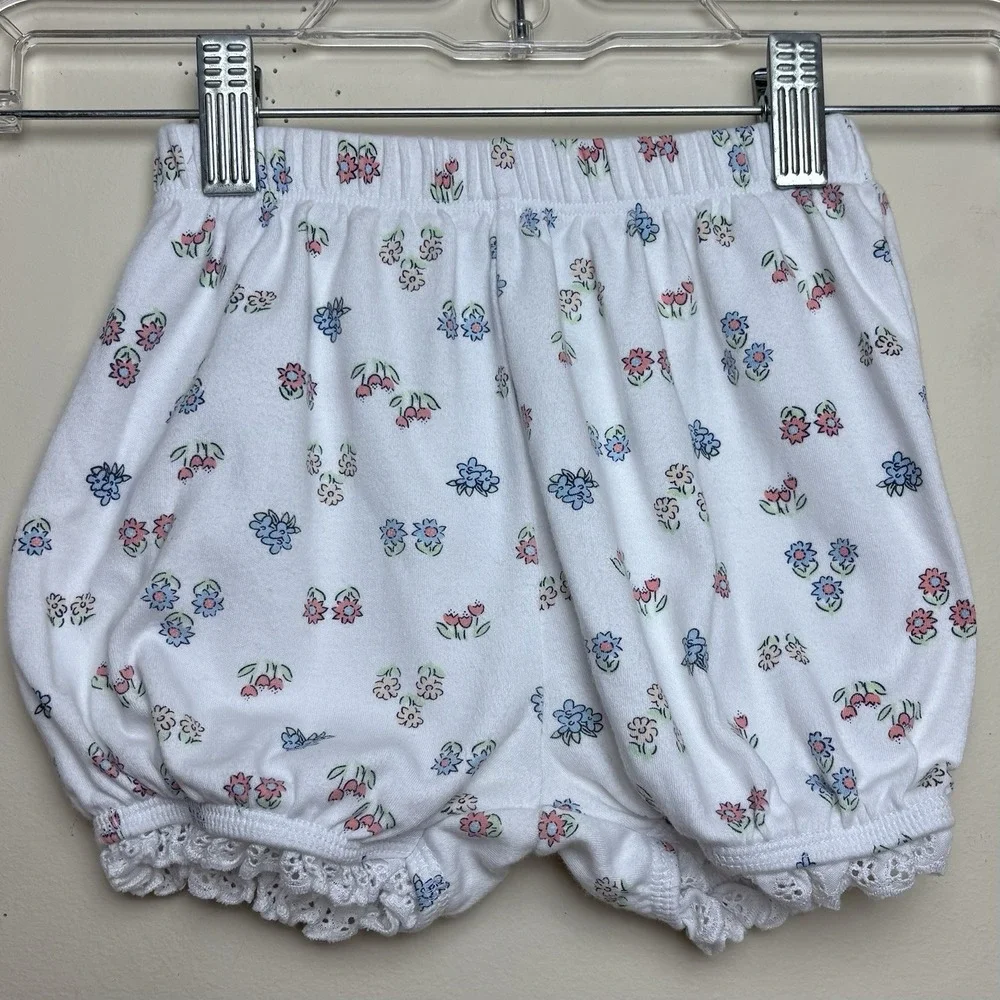 Vintage Oshkosh Baby B'gosh Floral diaper Cover Bloomers Size 24 Mos Lace Trim